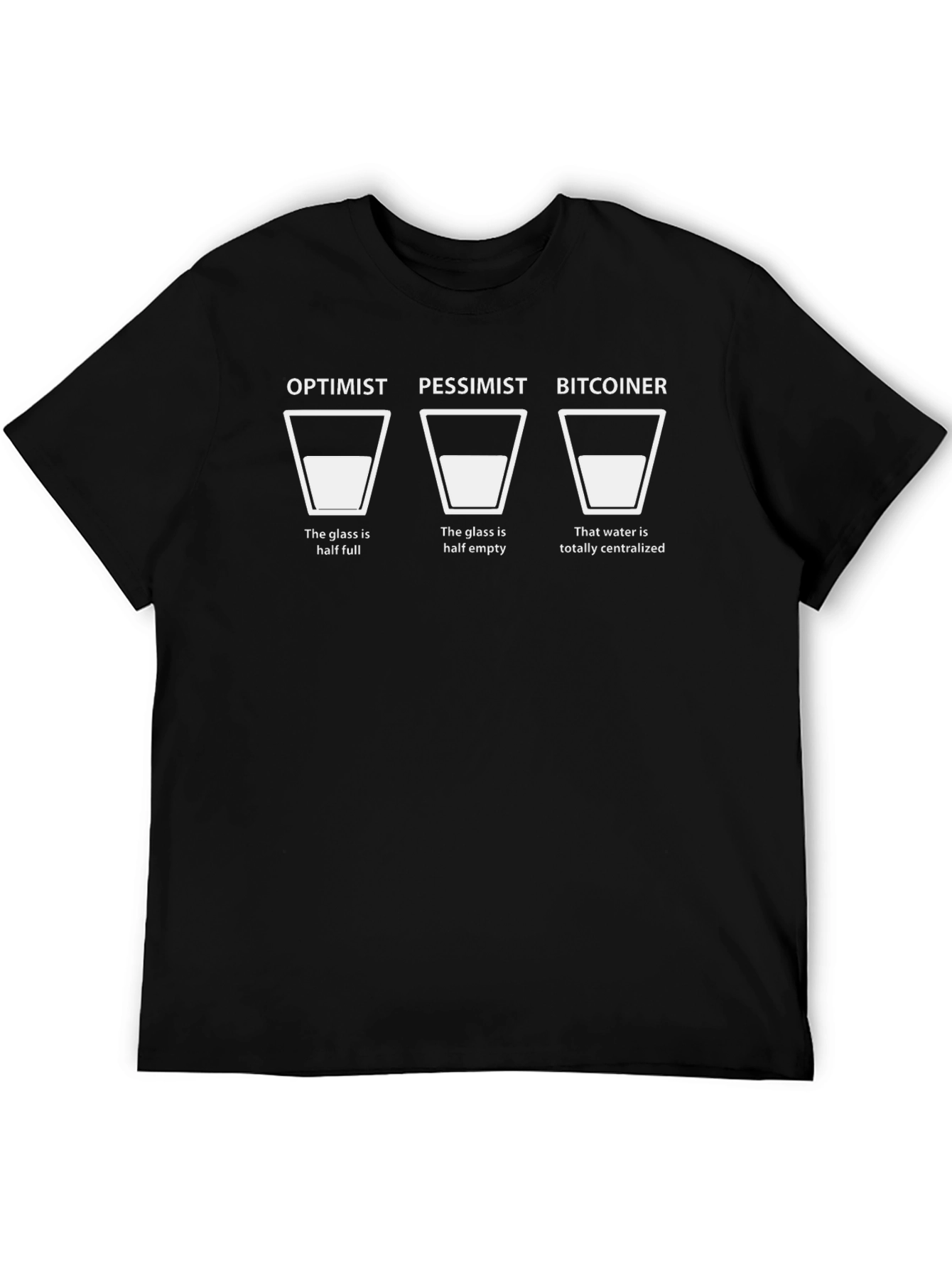 Optimist Pessimist Bitcoiner Glass Half Full Graphic Tee