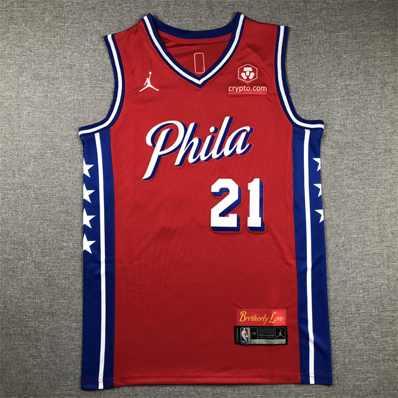 Men's Philadelphia 76ers Joel Embiid #21 NBA Red Replica Jerseys