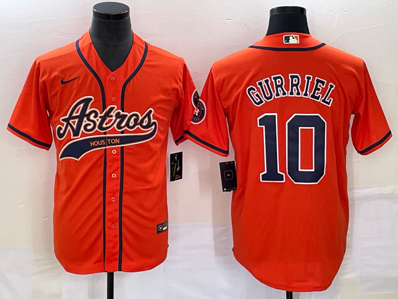 Men's Houston Astros Yuli Gurriel #10 Orange Replica Jerseys Joint Edition