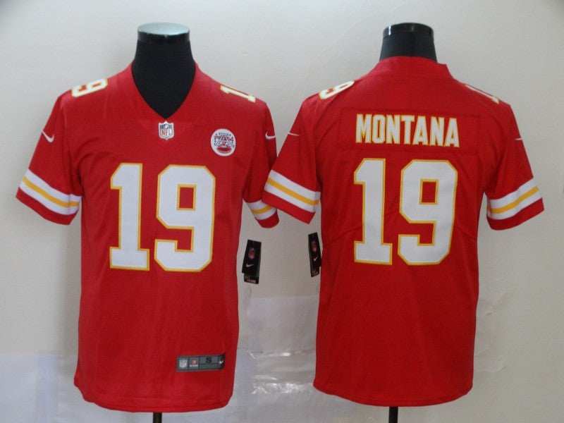 Men's Kansas City Chiefs Joe Montana #19 Red Game Player Jerseys