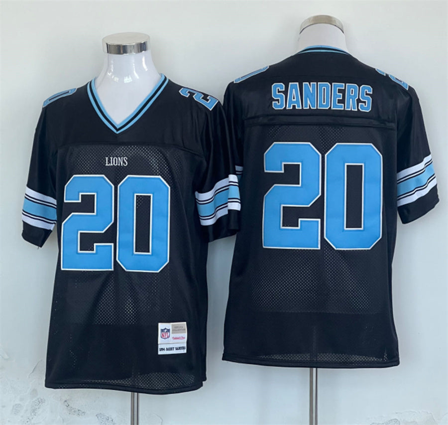 Men's Detroit Lions Barry Sanders Mitchell & Ness Black Legacy Replica Jerseys