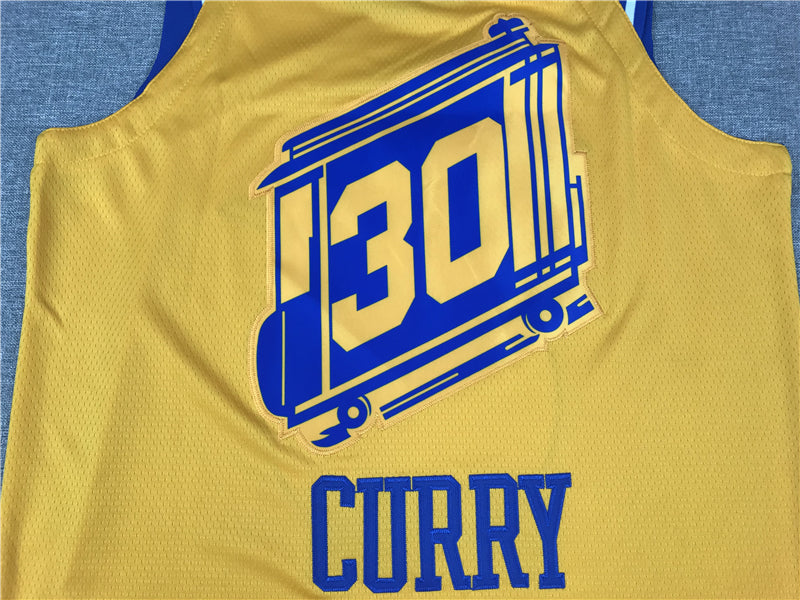 Men's Golden State Warriors Stephen Curry Gold Fast Break Team Replica Jerseys