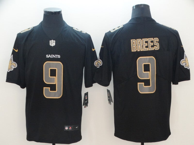 Men's New Orleans Saints #9 Drew Brees Black Authentic Game Jerseys