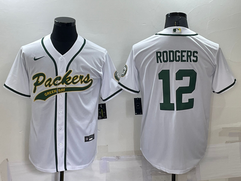 Men's Green Bay Packers Aaron Rodgers #12 White Legend Jerseys Joint Edition
