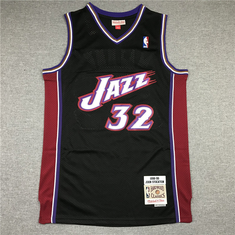 Men's Utah Jazz Karl Malone Black 1998-99 Hardwood Classics Swingman Jerseys