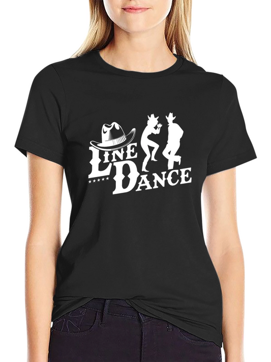 Line Dance Graphic Tee - Black Cotton T-Shirt