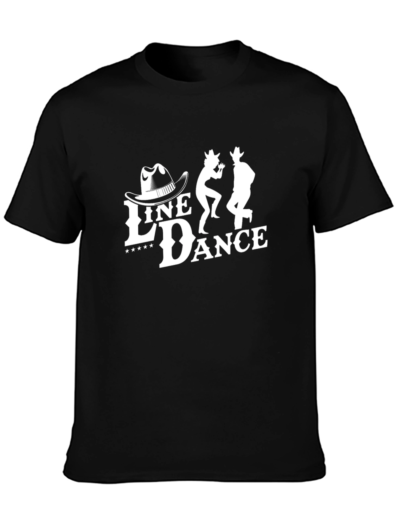 Line Dance Graphic Tee - Black Cotton T-Shirt