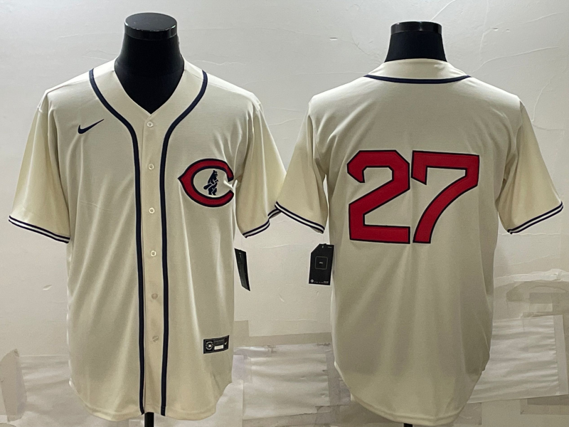 Men's Chicago Cubs Seiya Suzuki #27 Cream Player Name Jerseys
