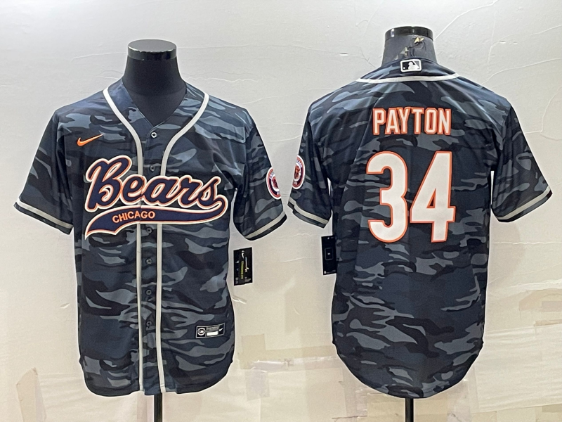 Men's Chicago Bears Walter Payton #34 Grey Camouflage Player Jerseys Joint Edition