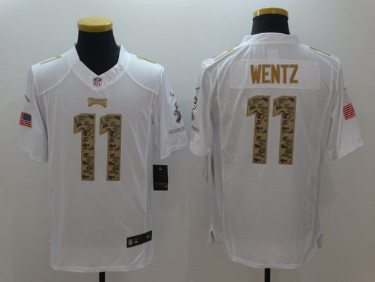 Men's Philadelphia Eagles #11 Carson Wentz White Game Player Jerseys
