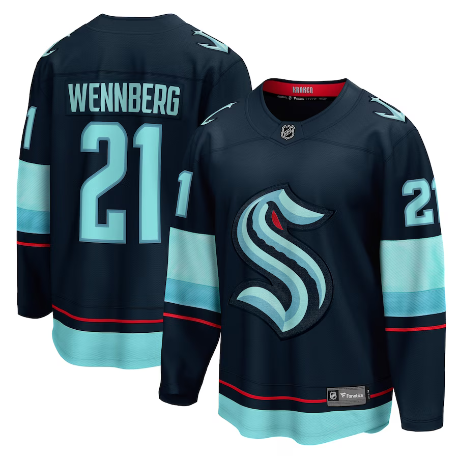 Men's Seattle Kraken Alexander Wennberg #21 Navy Home Breakaway Player Jerseys