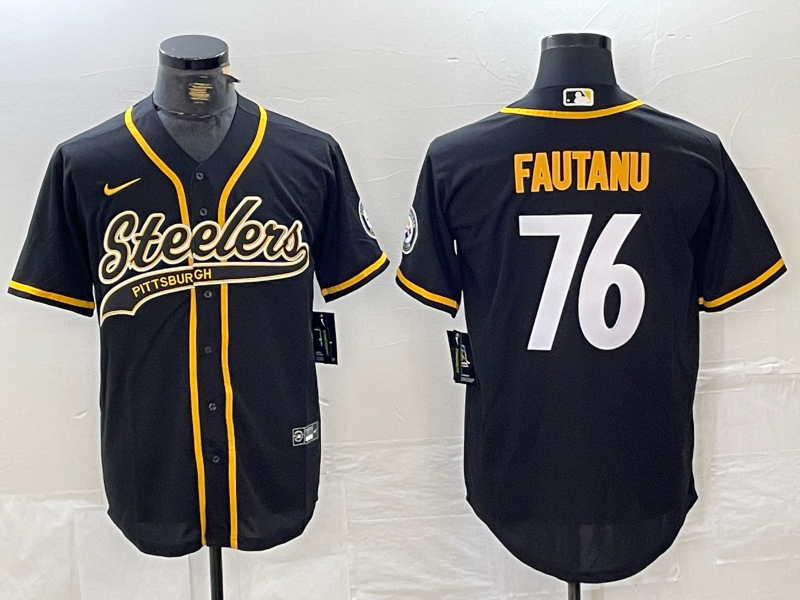 Men's Pittsburgh Steelers Troy Fautanu #76 Black Game Jerseys