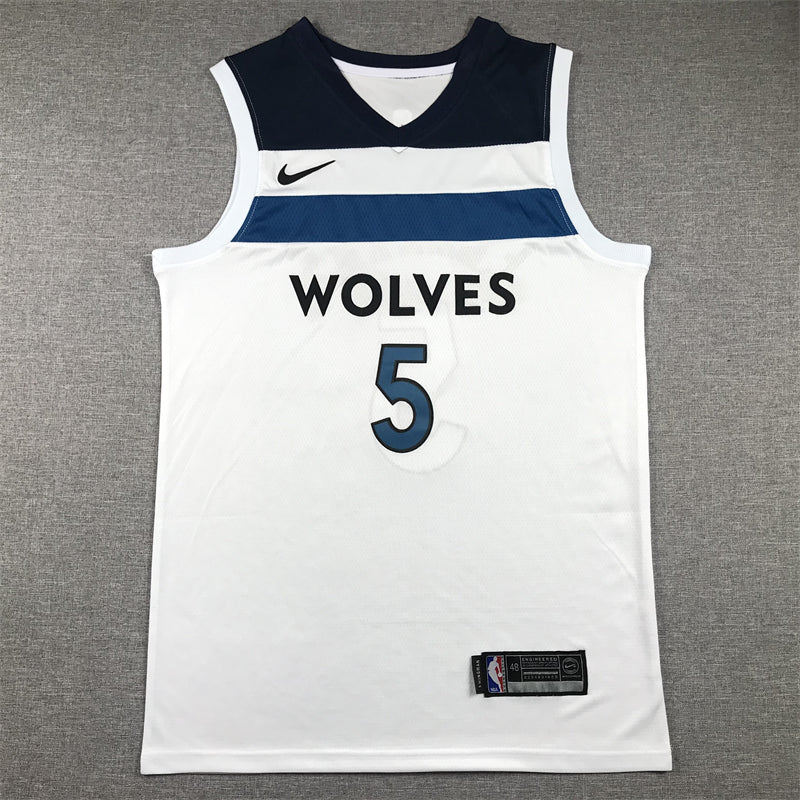 Men's Minnesota Timberwolves Anthony Edwards #5 White Swingman Jerseys - Association Edition