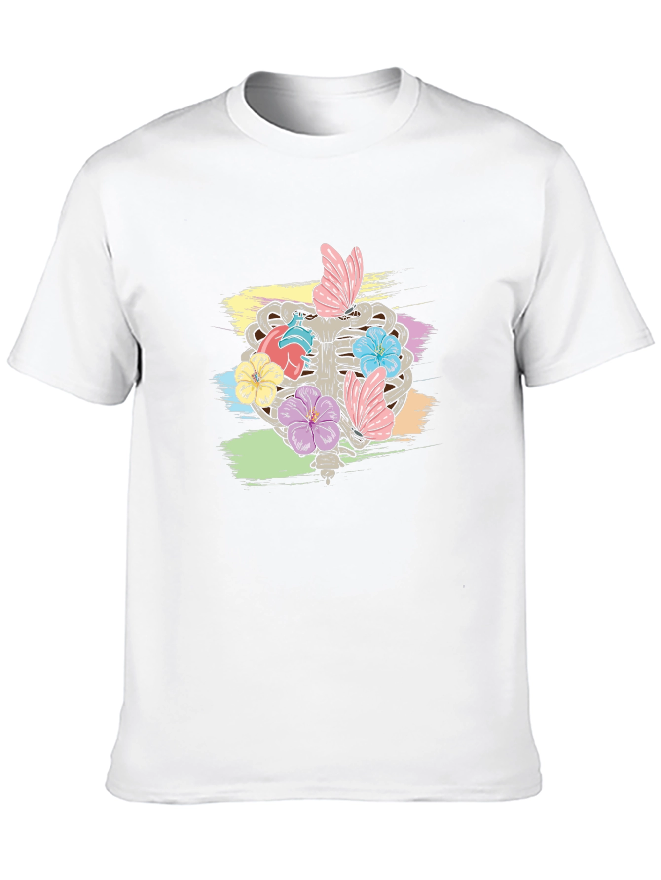 Floral Rib Cage Graphic T-Shirt - Black