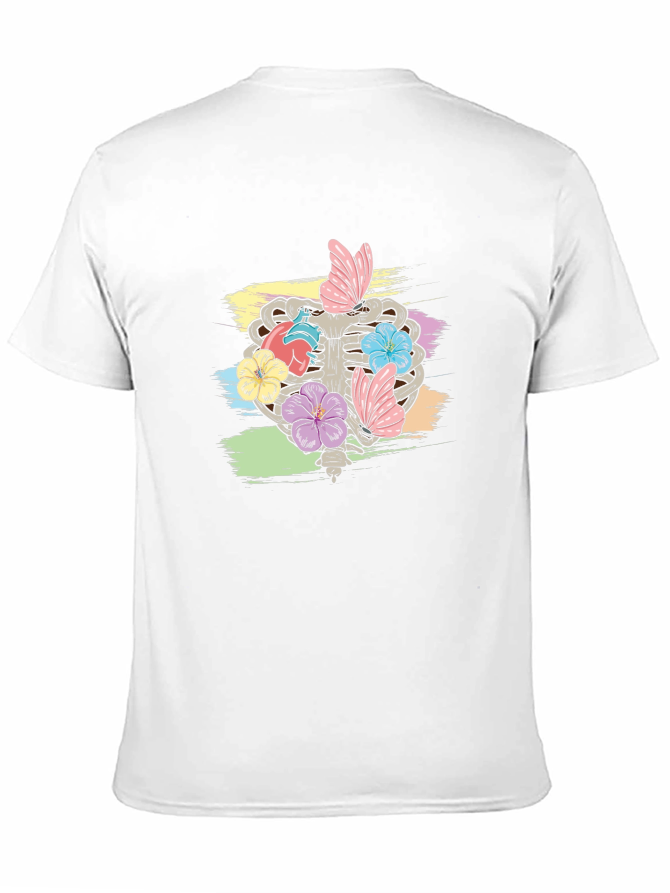 Floral Rib Cage Graphic T-Shirt - Black