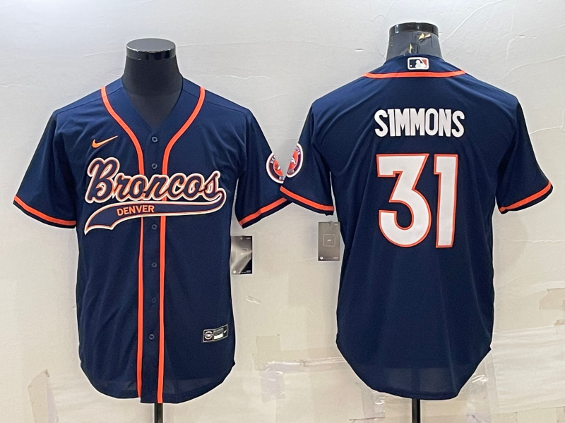 Men's Denver Broncos Justin Simmons #31 Navy Game Jerseys Joint Edition