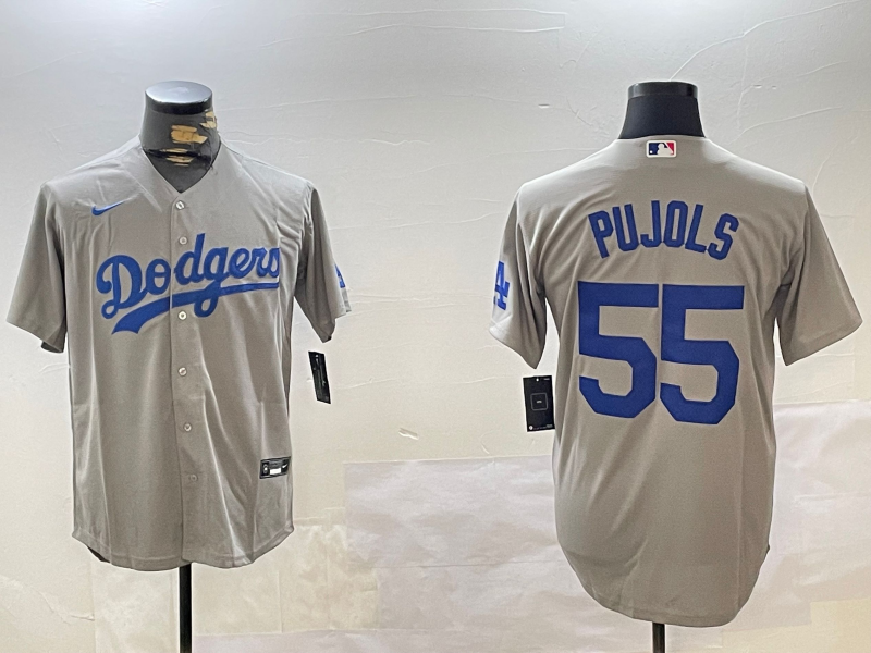 Men's Los Angeles Dodgers Albert Pujols #55 Gray Replica Player Jerseys