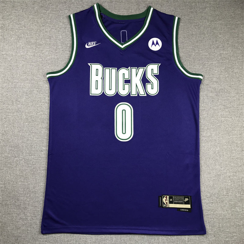 Men's Milwaukee Bucks Damian Lillard #0 Purple Swingman Jerseys - Classic Edition