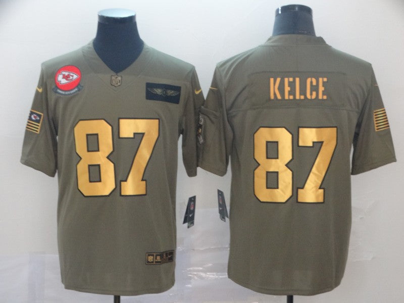 Men's Kansas City Chiefs Travis Kelce #87 Brown Player Game Jerseys