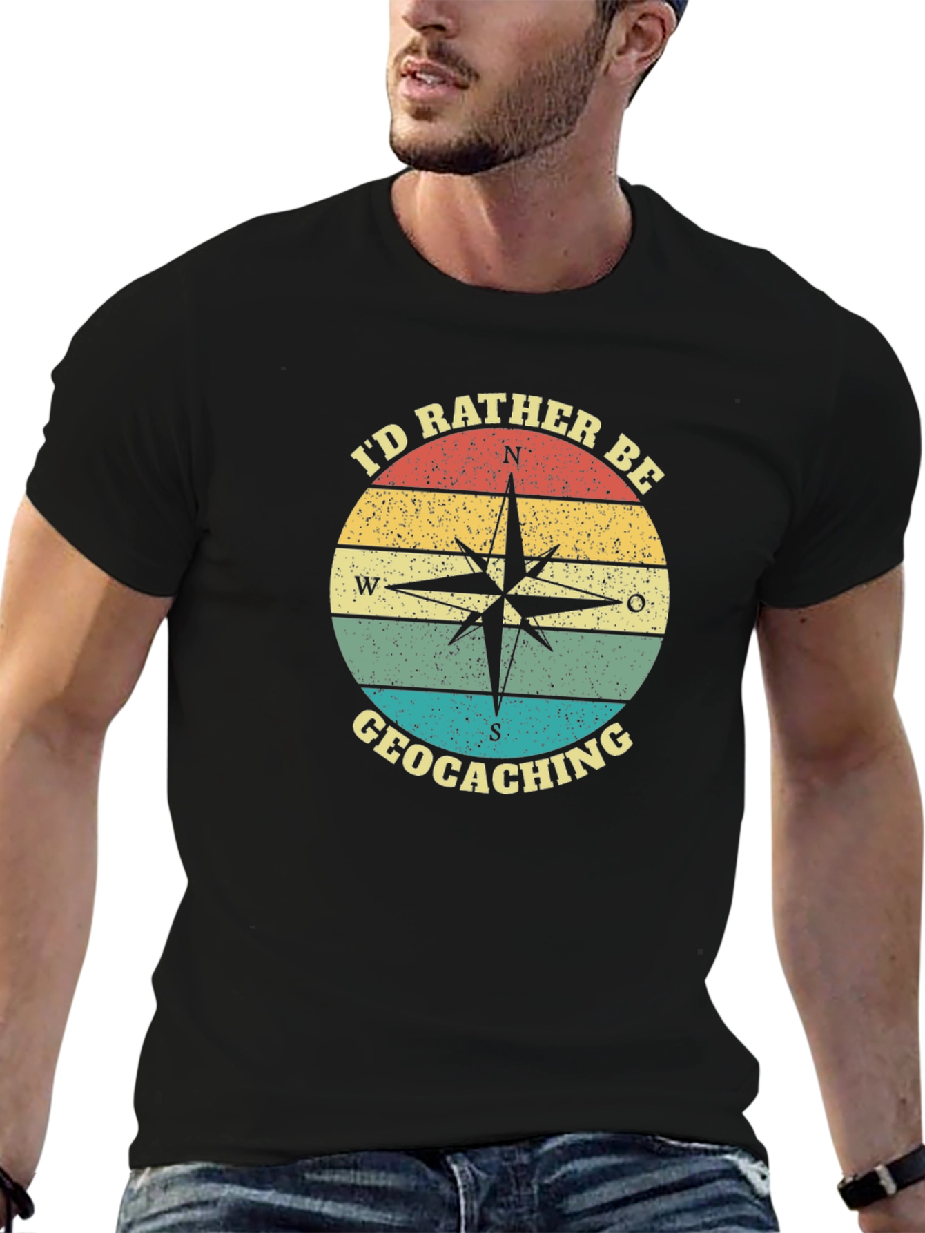 Geocaching Compass T-Shirt - Id Rather Be