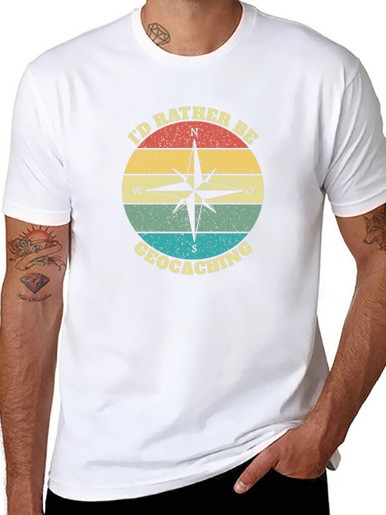 Geocaching Compass T-Shirt - Id Rather Be