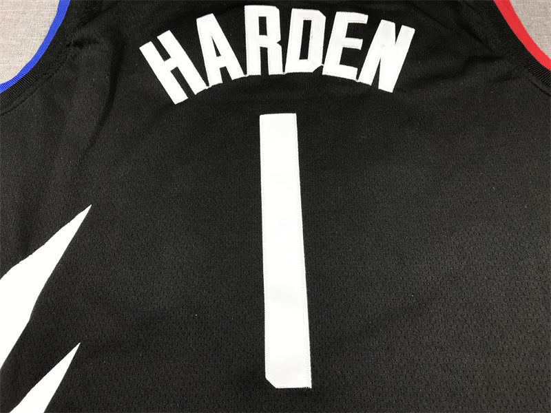 Men's LA Clippers James Harden #1 Black Swingman Jerseys - Statement Edition