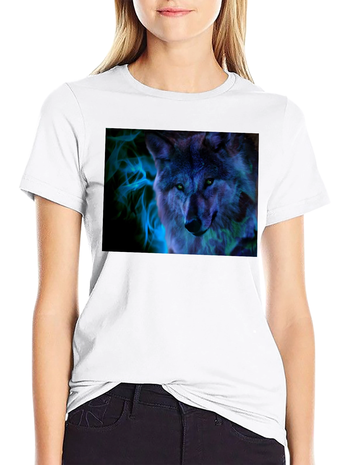Wolf Graphic Print Black T-Shirt