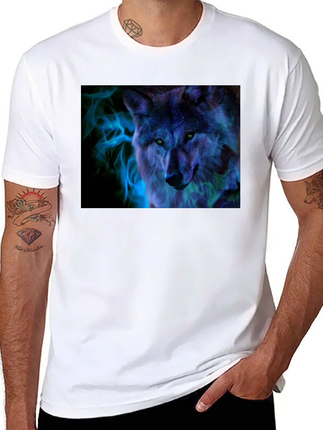Wolf Graphic Print Black T-Shirt