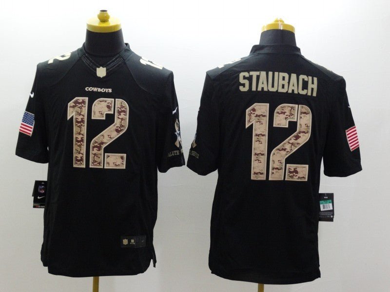 Men's Dallas Cowboys Roger Staubach #12 Black Game Player Jerseys