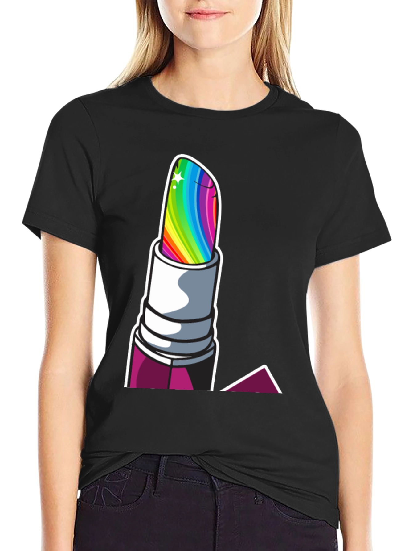 Rainbow Lipstick Graphic Tee - Pride Fashion