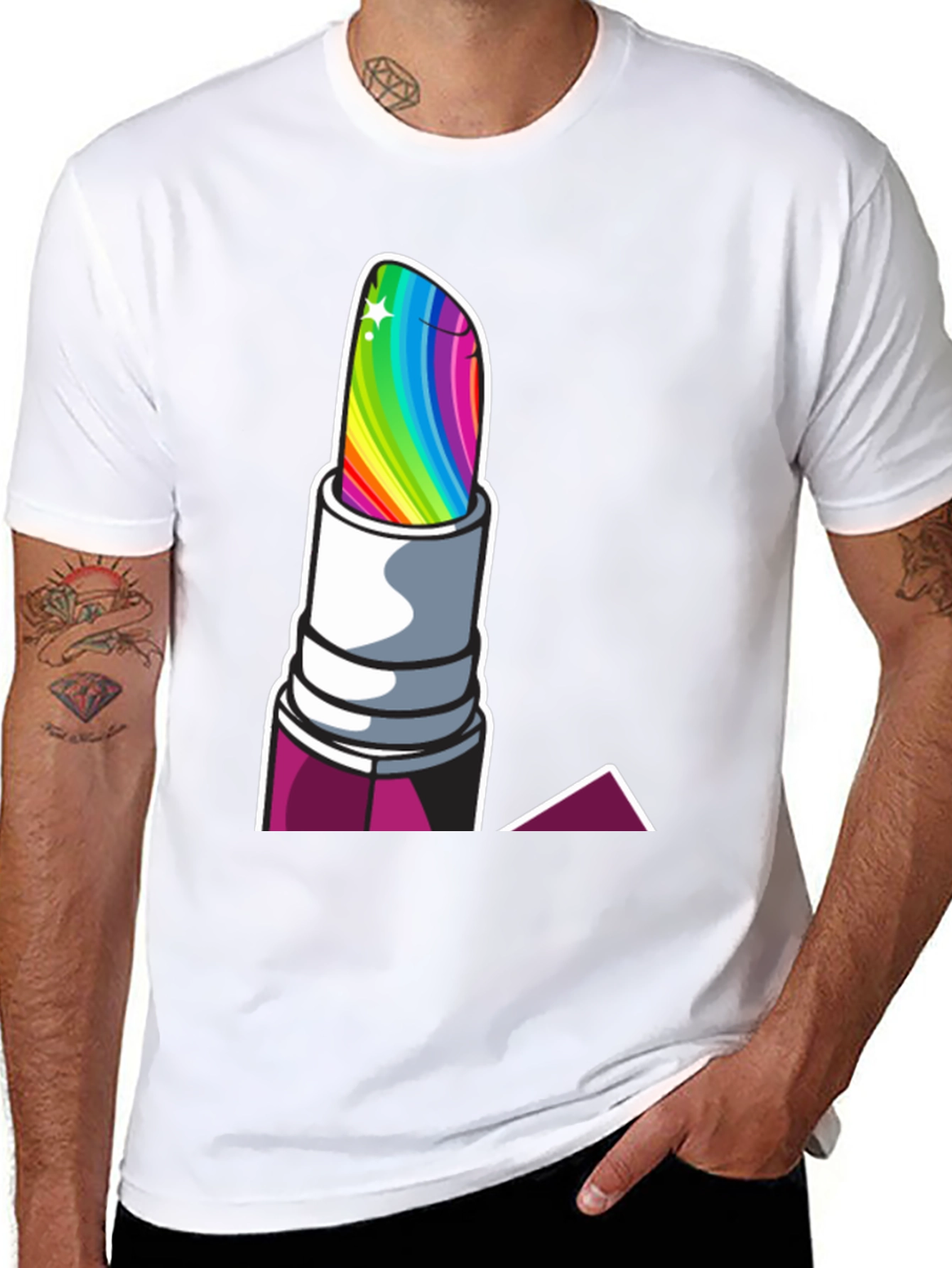 Rainbow Lipstick Graphic Tee - Pride Fashion