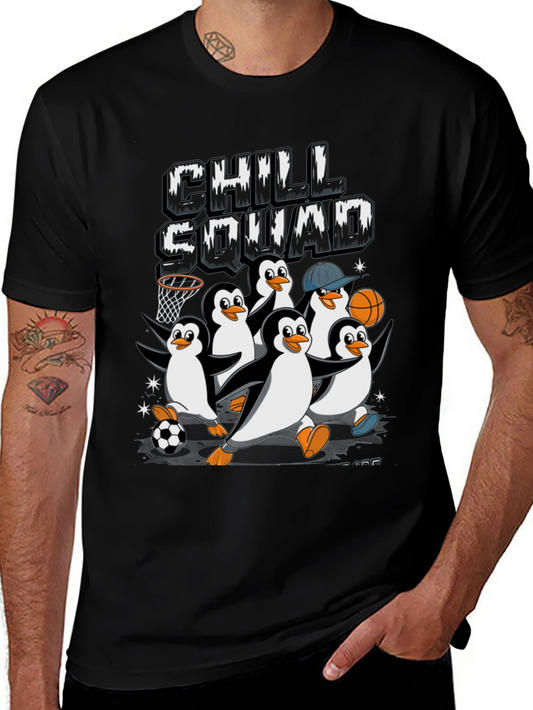 Chill Squad Penguin Graphic Tee - Black