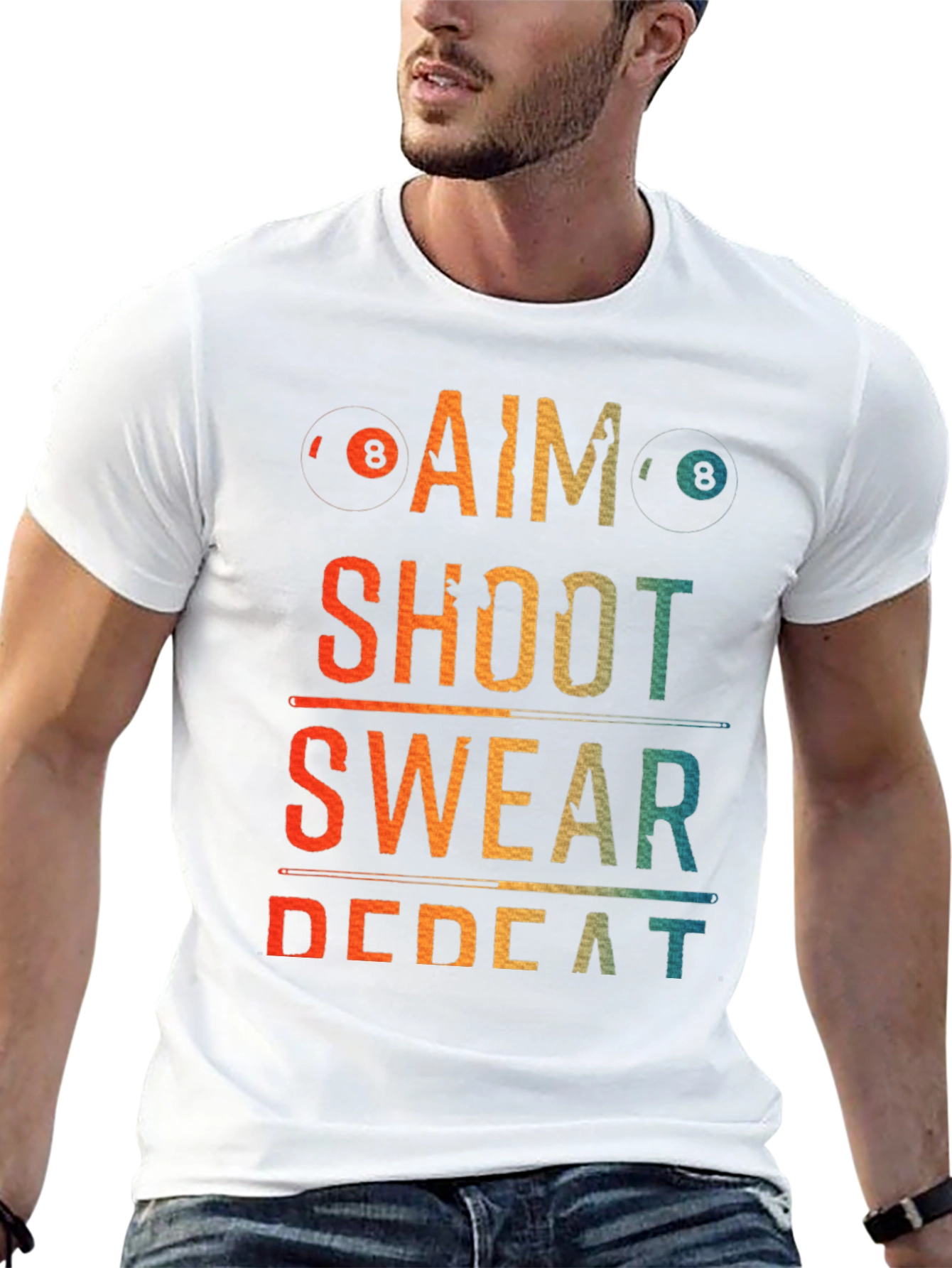 Billiards Aim Shoot Swear Repeat Graphic T-Shirt