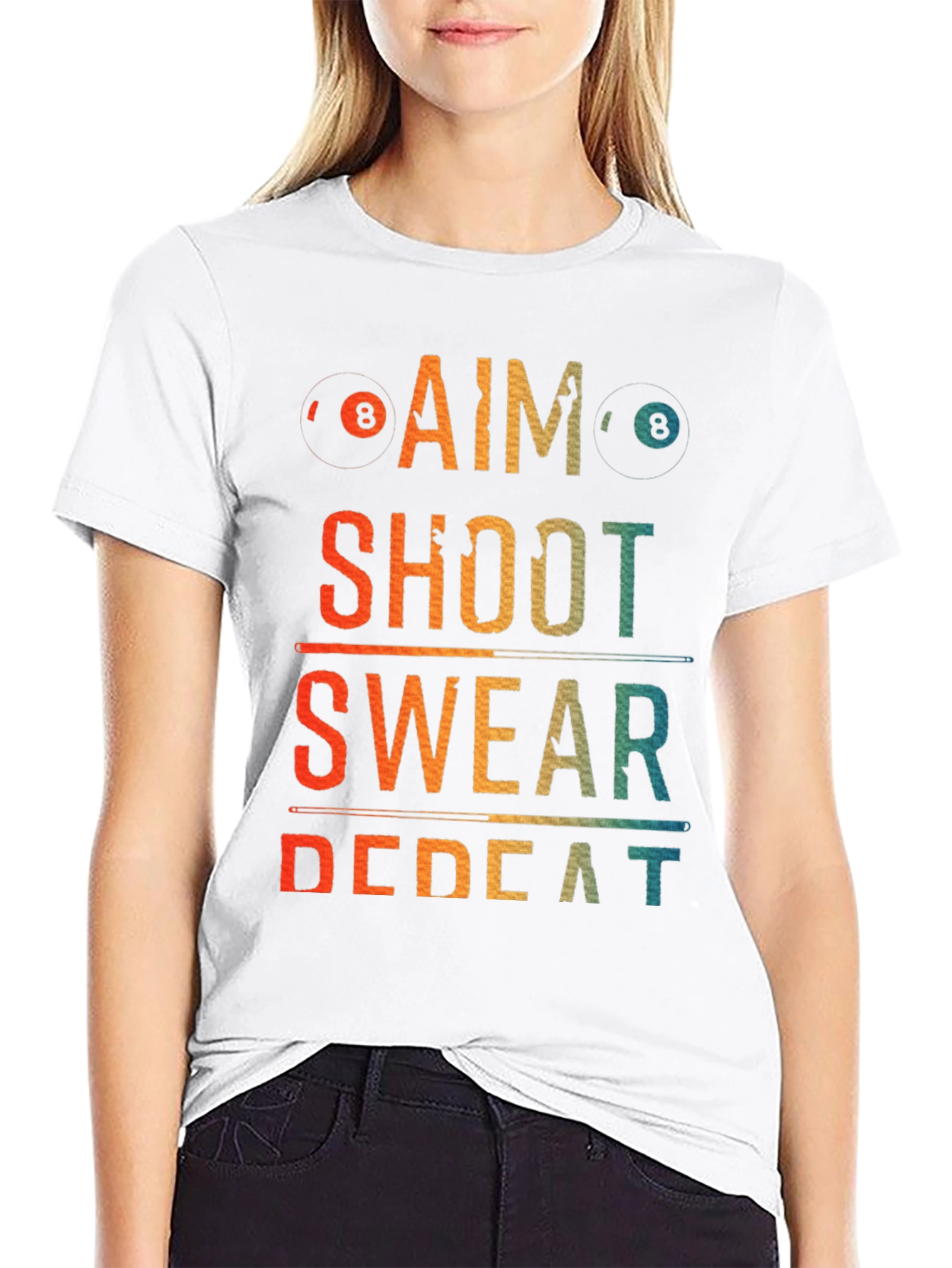 Billiards Aim Shoot Swear Repeat Graphic T-Shirt