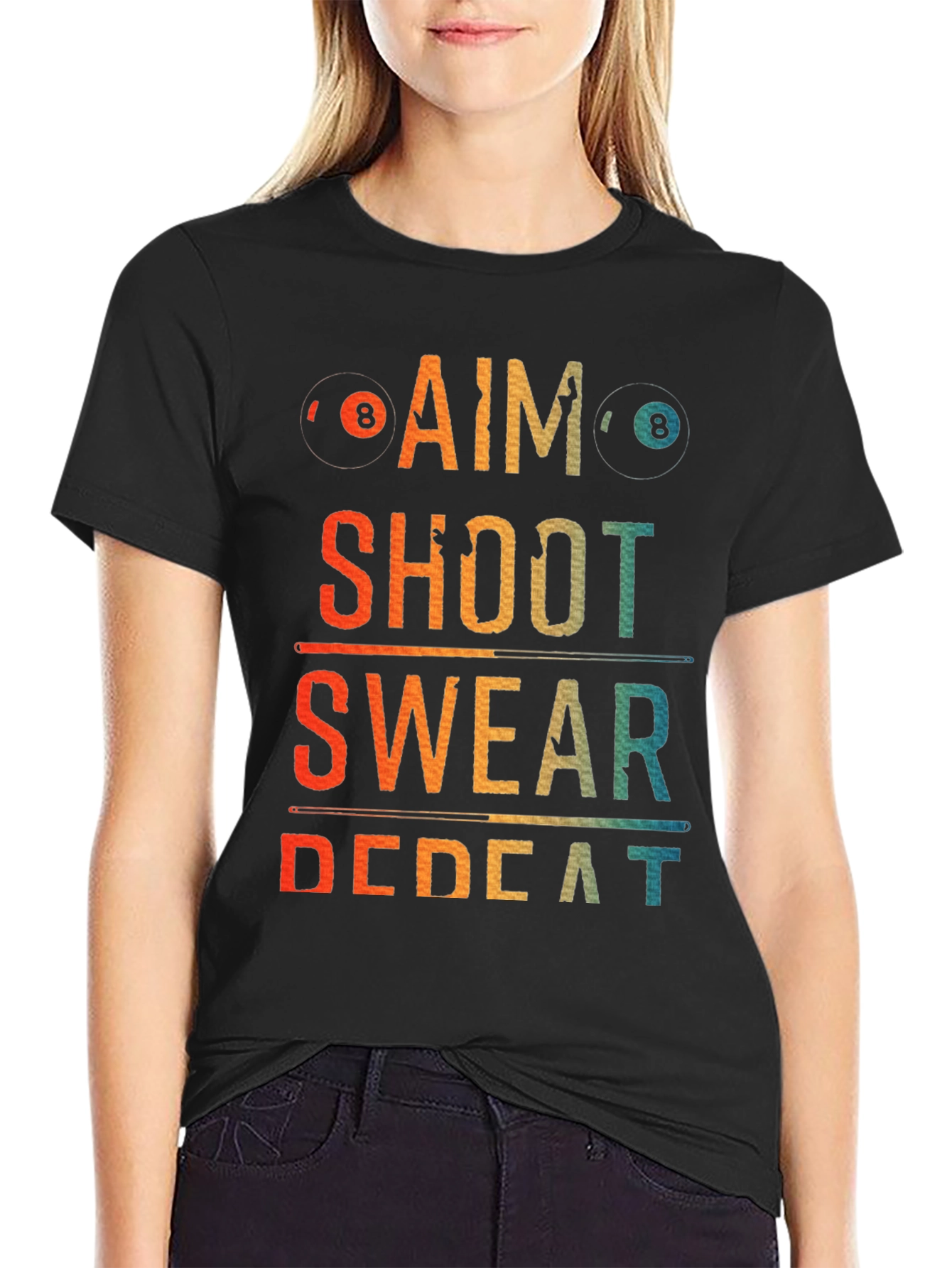 Billiards Aim Shoot Swear Repeat Graphic T-Shirt