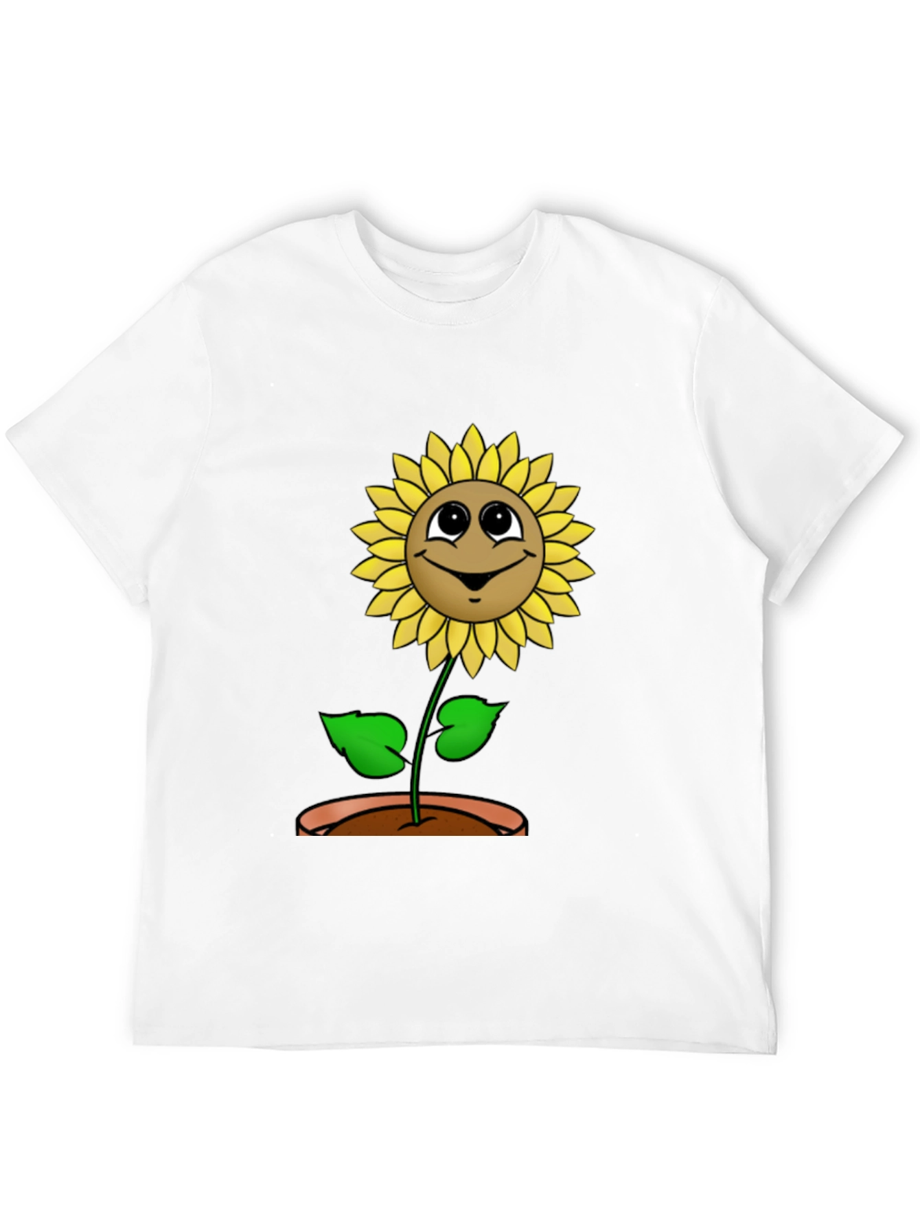 Happy Sunflower Graphic Tee - Black Cotton T-Shirt