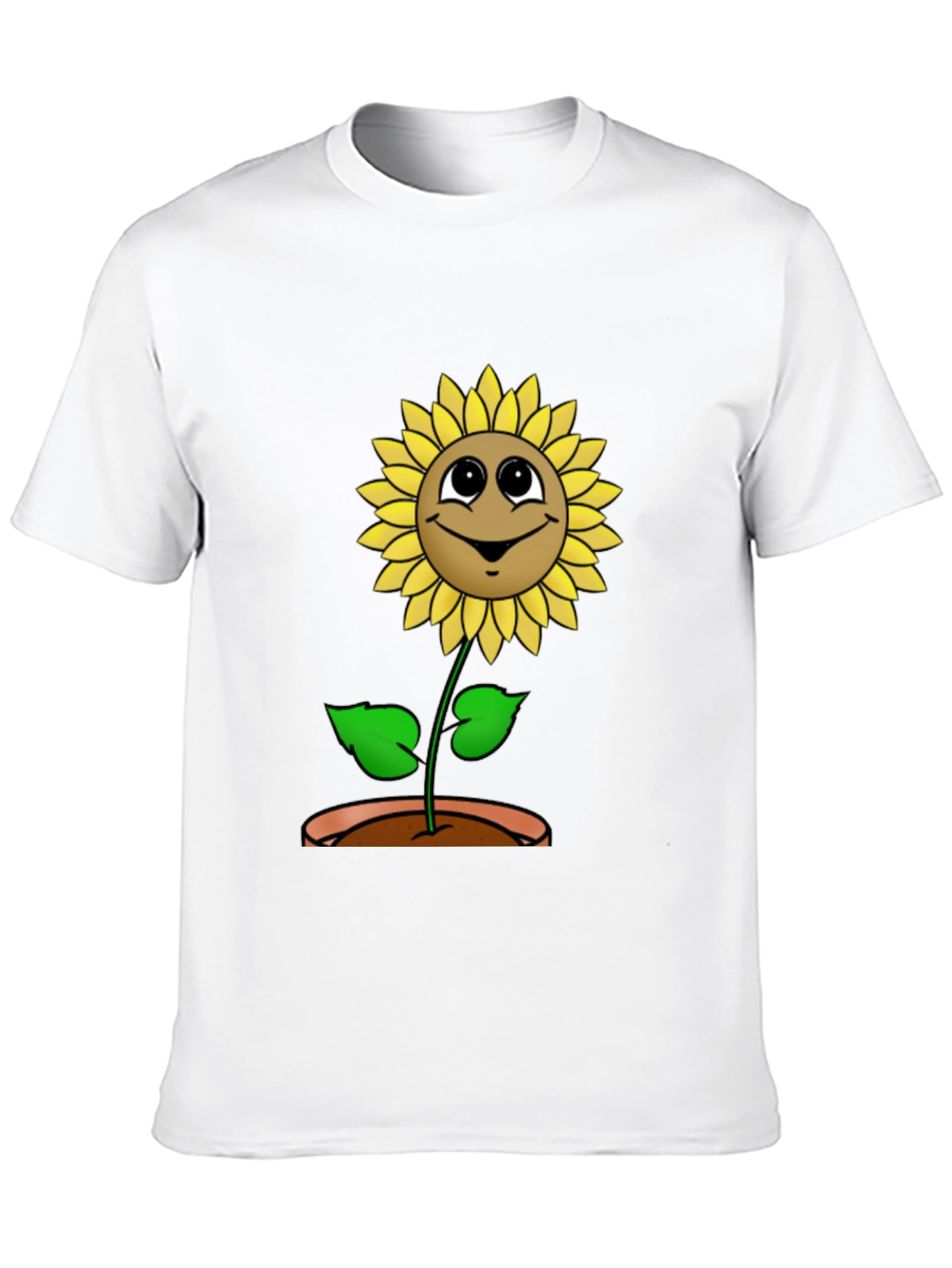 Happy Sunflower Graphic Tee - Black Cotton T-Shirt
