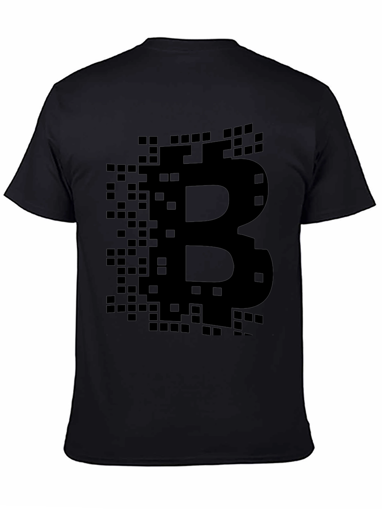 Bitcoin Pixelated Logo Black T-Shirt Crypto Currency Tee
