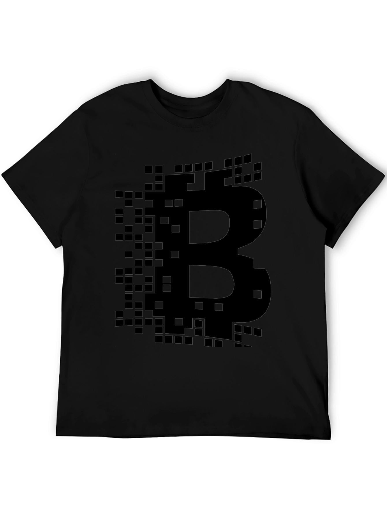 Bitcoin Pixelated Logo Black T-Shirt Crypto Currency Tee