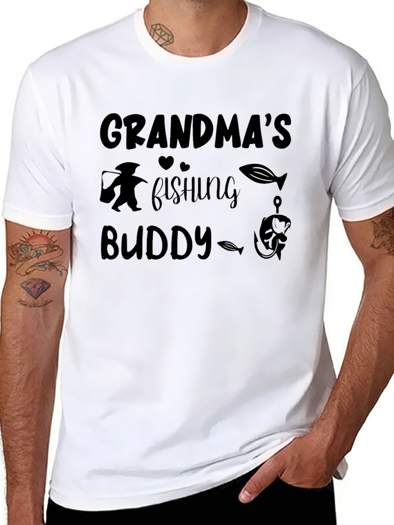 Grandmas Fishing Buddy Black T-Shirt