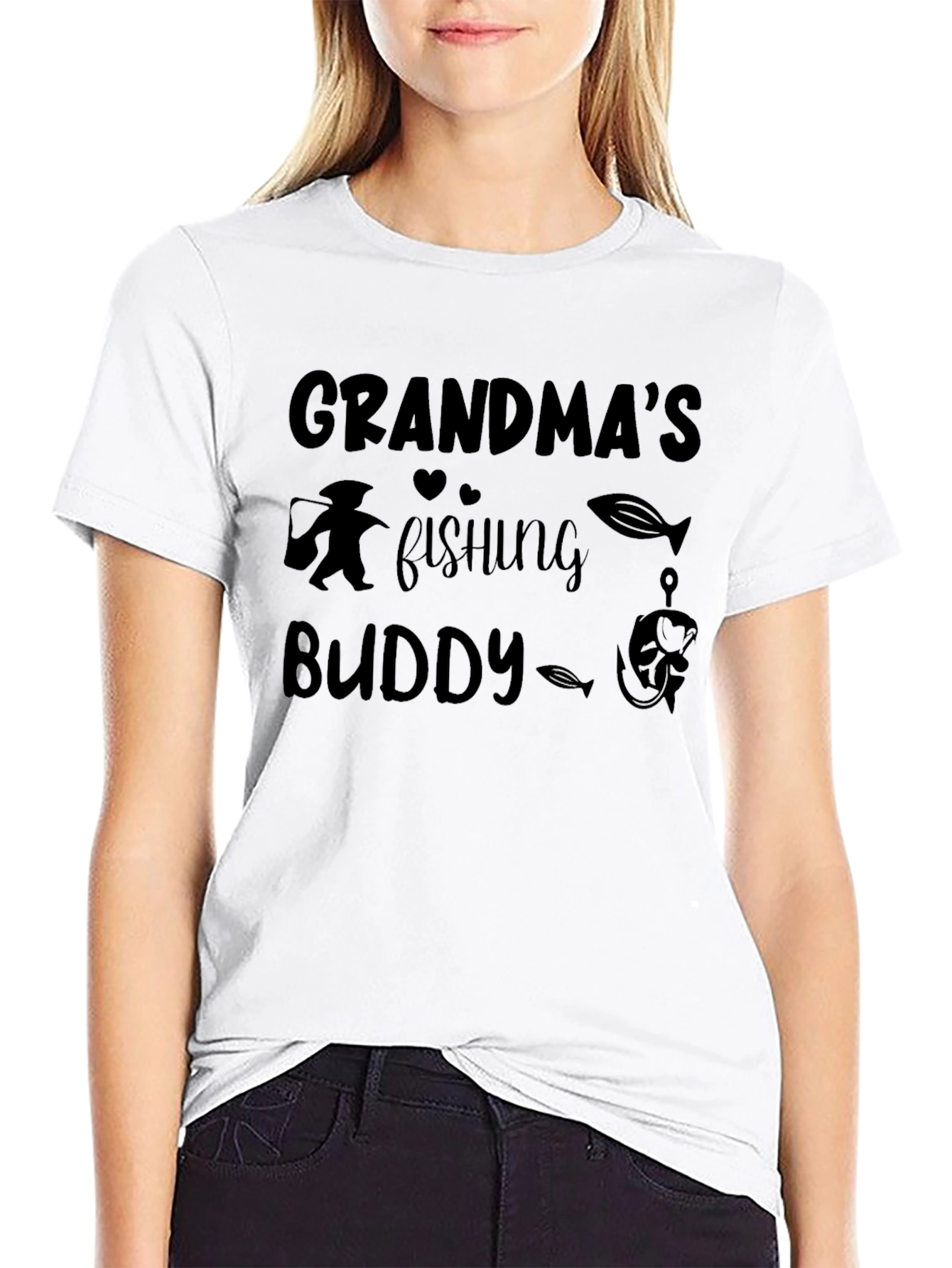 Grandmas Fishing Buddy Black T-Shirt
