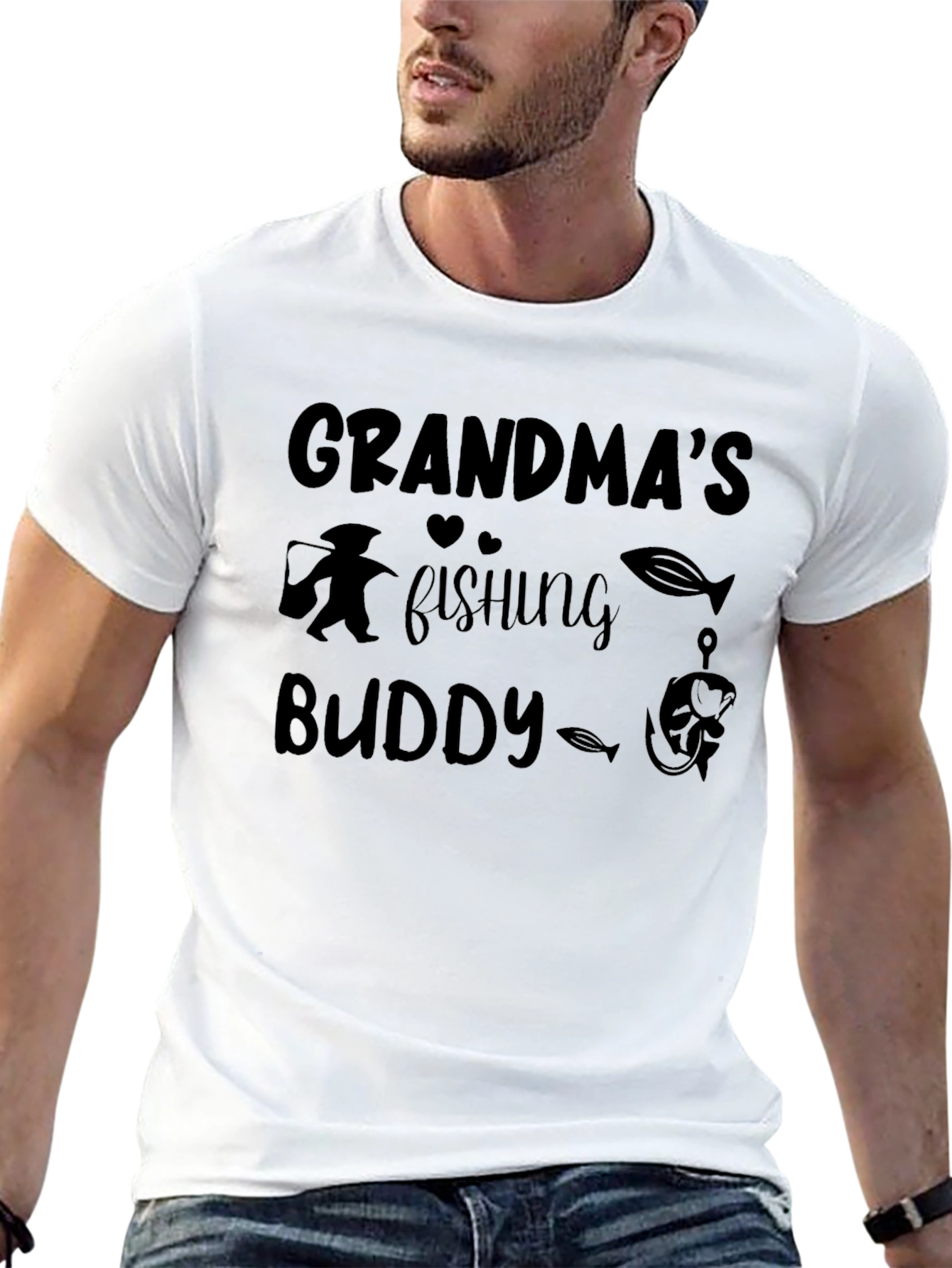 Grandmas Fishing Buddy Black T-Shirt