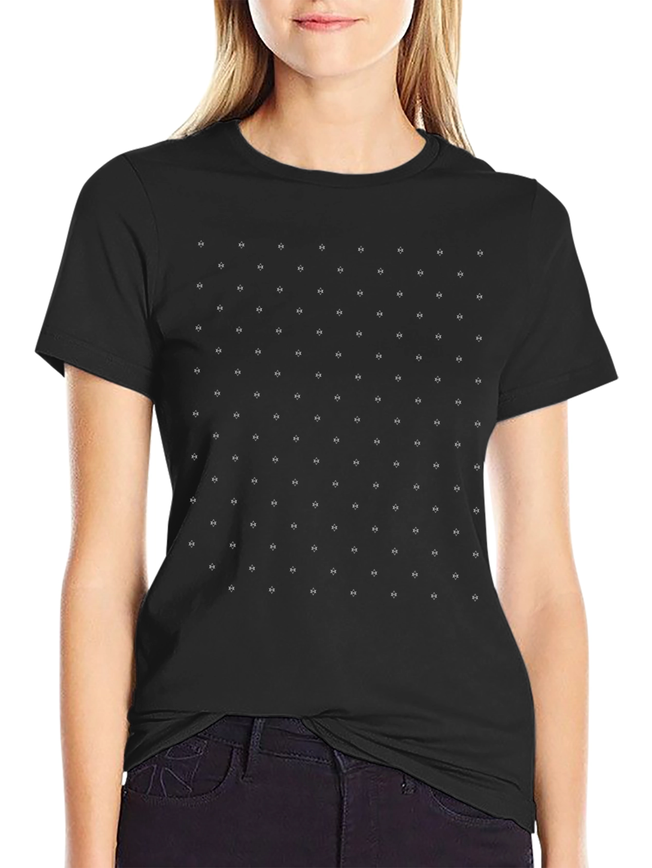 Stylish Black Tee with Minimalist Dot Pattern