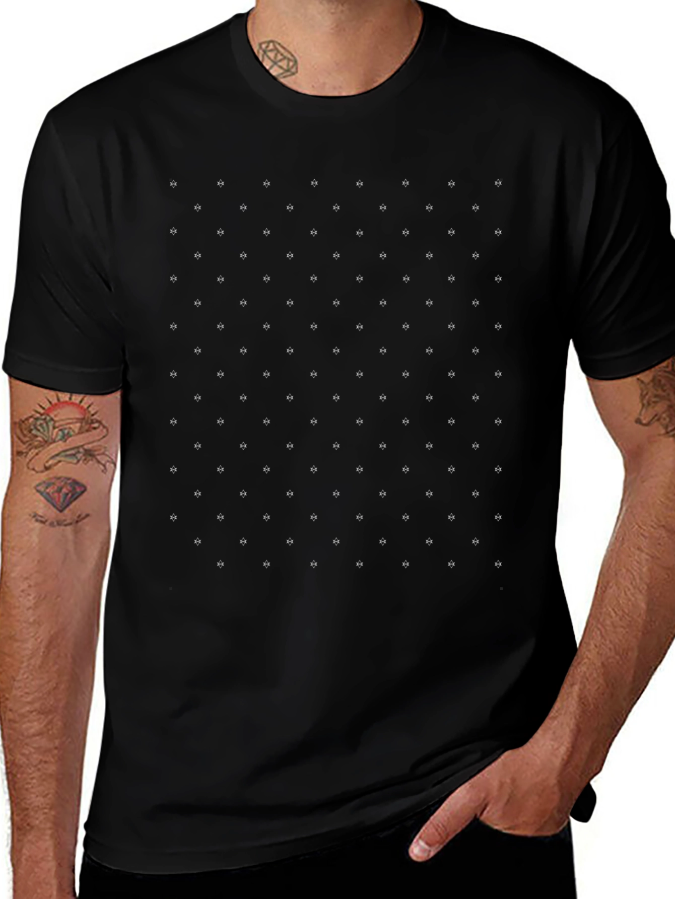 Stylish Black Tee with Minimalist Dot Pattern