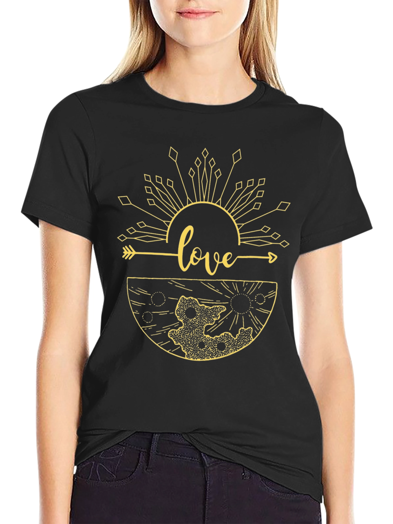 Love Graphic Print Black T-Shirt