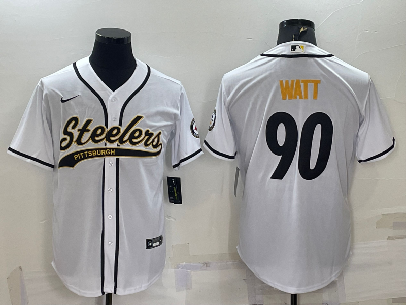 Men's Pittsburgh Steelers T.J. Watt #90 White Game Jerseys Joint edition