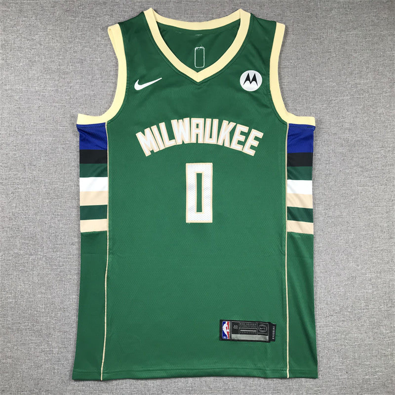 Men's Milwaukee Bucks Damian Lillard #0 Hunter Green Fast Break Player Jerseys - Icon Edition