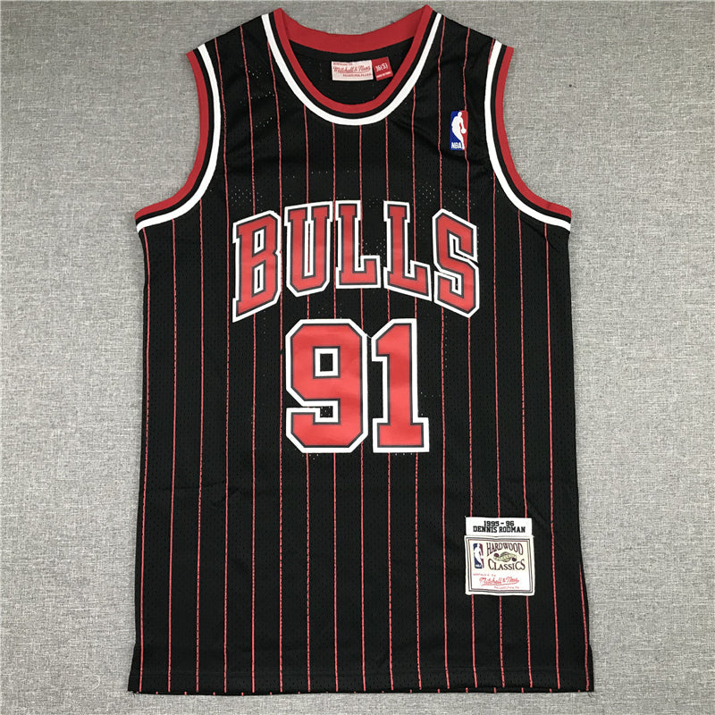 Men's Chicago Bulls Dennis Rodman Black 1995-96 Hardwood Classics Player Jerseys