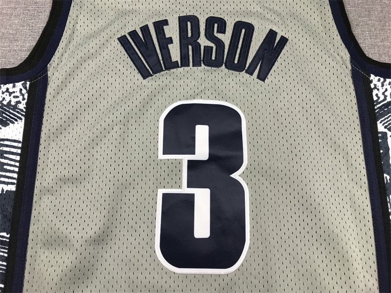 Men's Georgetown Hoyas Allen Iverson #3 NCAA Gray Basketball Jersey