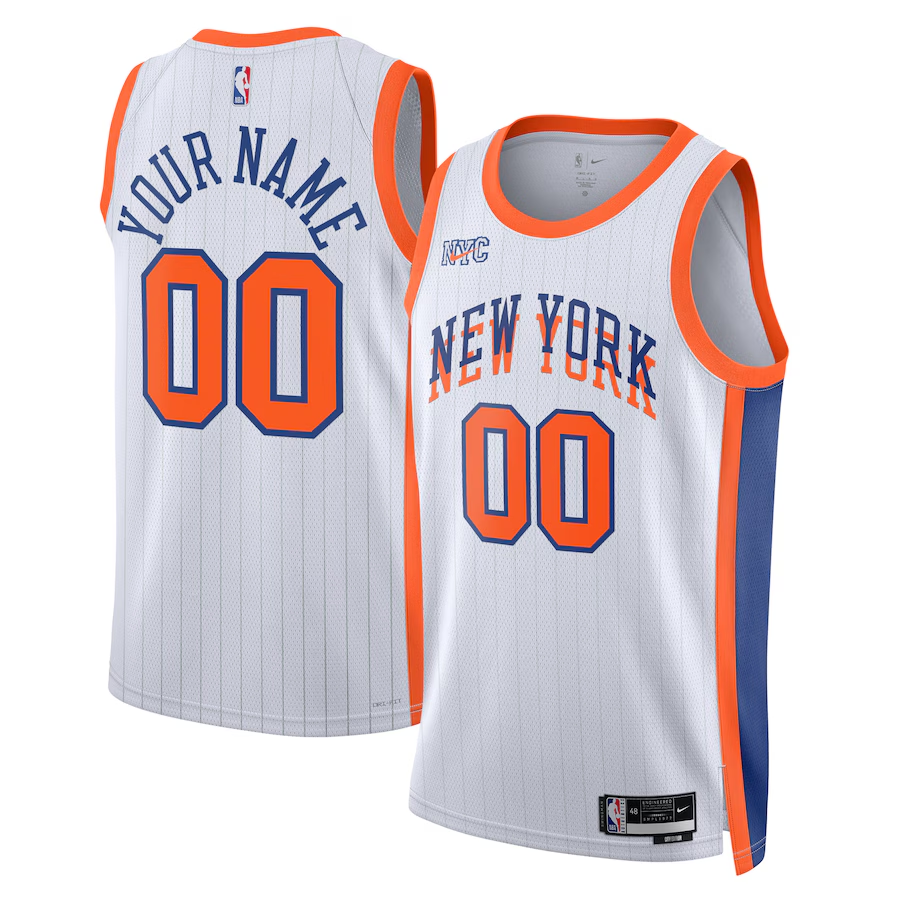 Men's New York Knicks White 2024/25 Custom Swingman Jerseys - City Edition